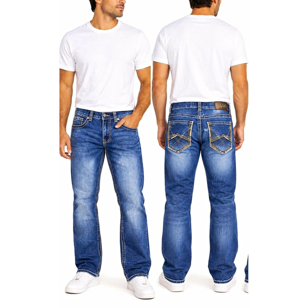 True Luck Jeans Men’s 30x30 Blue Distressed Straight Leg Denim Stretch